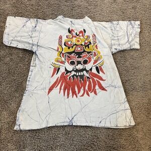 Vintage Demon Mask Design White Shirt Size 2XL XXL AOP